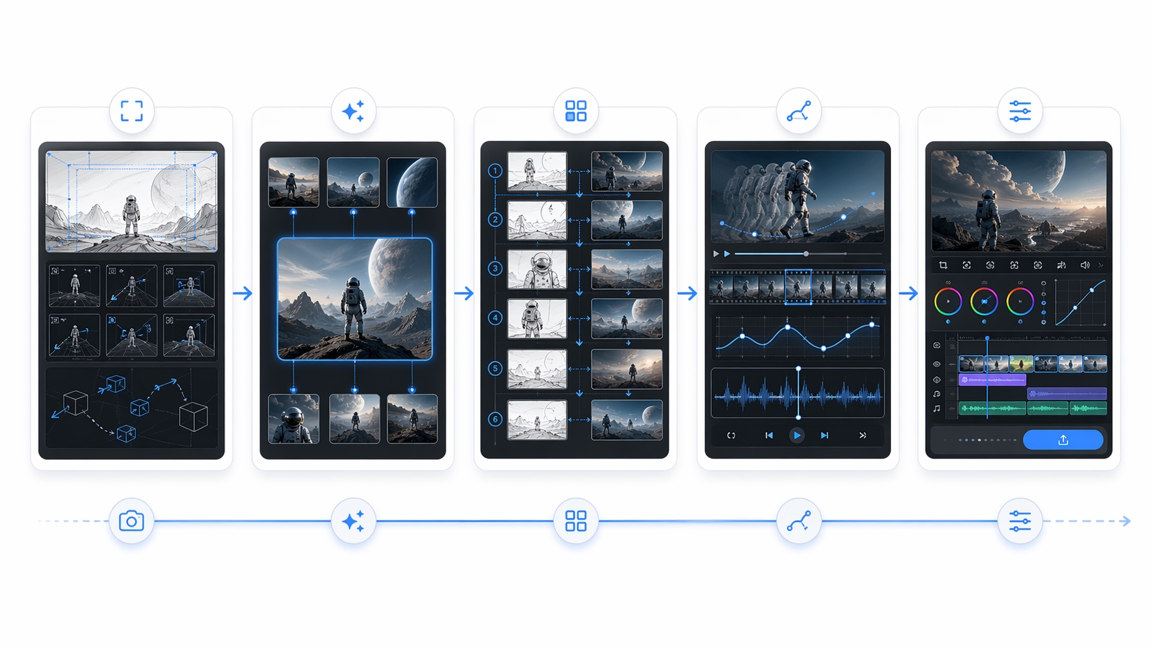 Flujo de trabajo de video con IA desde la planificación del storyboard hasta la producción de video corto