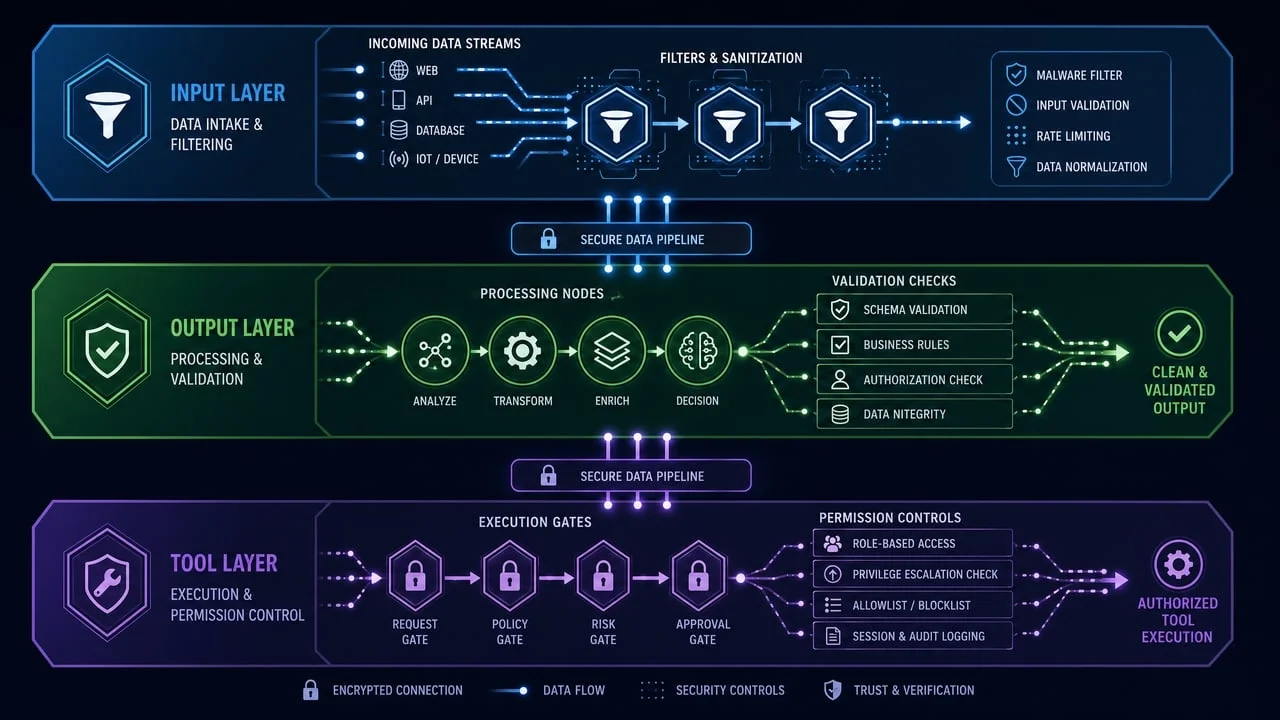 Chatbot moderation three-layer architecture