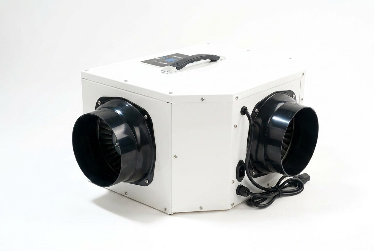 Compact micro DC air conditioner unit showing BLDC compressor and micro-channel condenser for confined space cooling