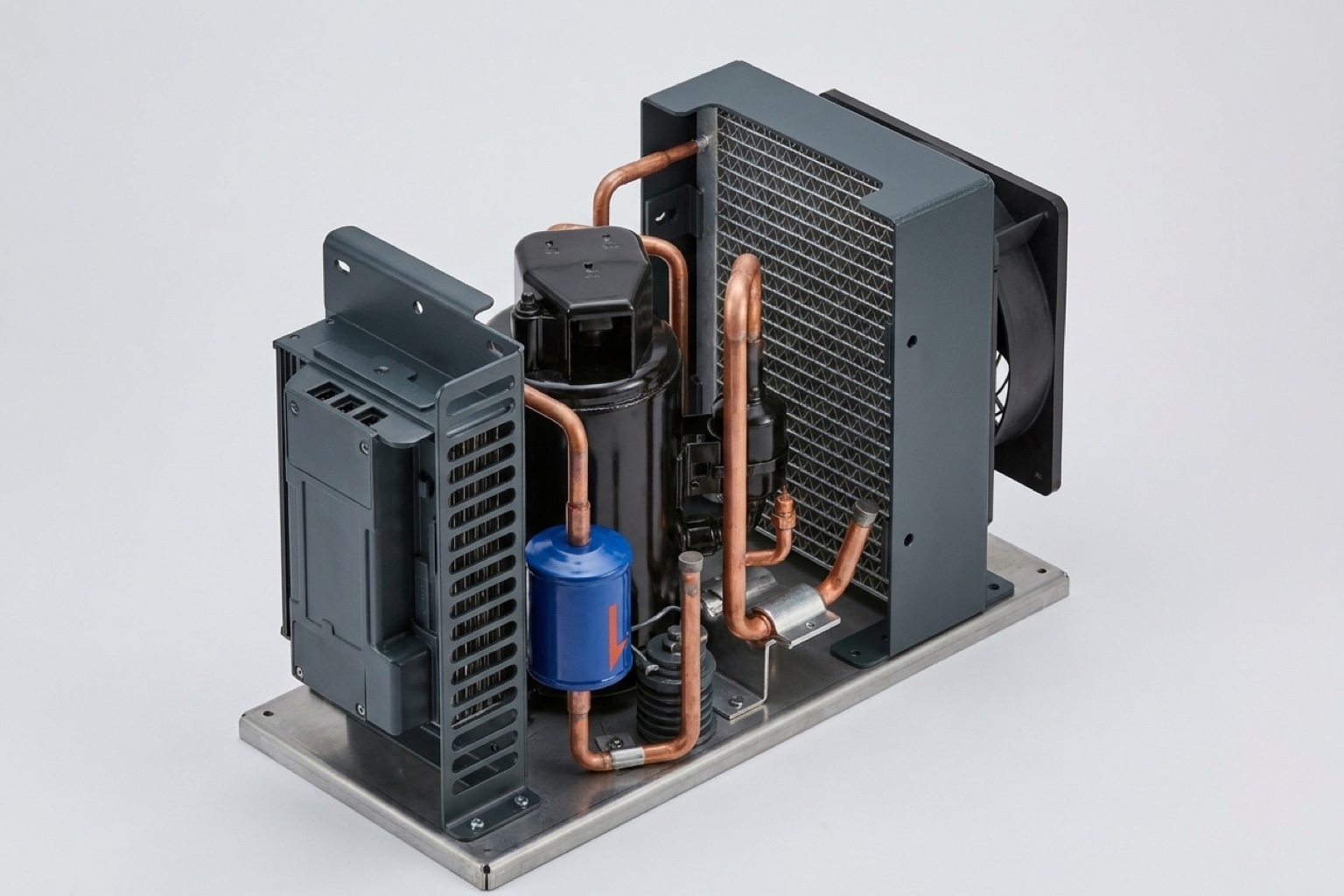 Compact liquid chiller connected to equipment with insulated supply and return tubing