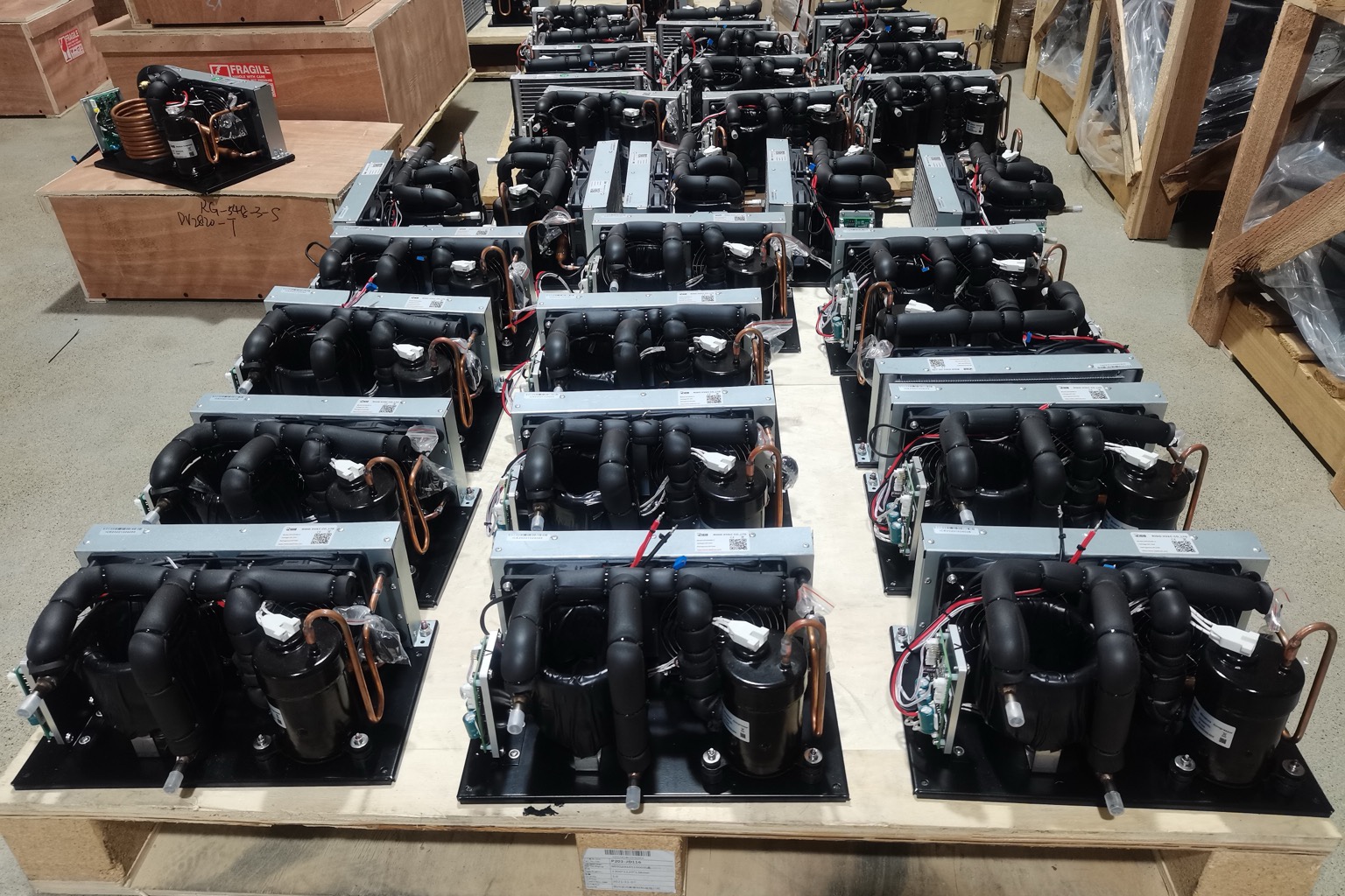 DC cooling modules staged in production before shipment