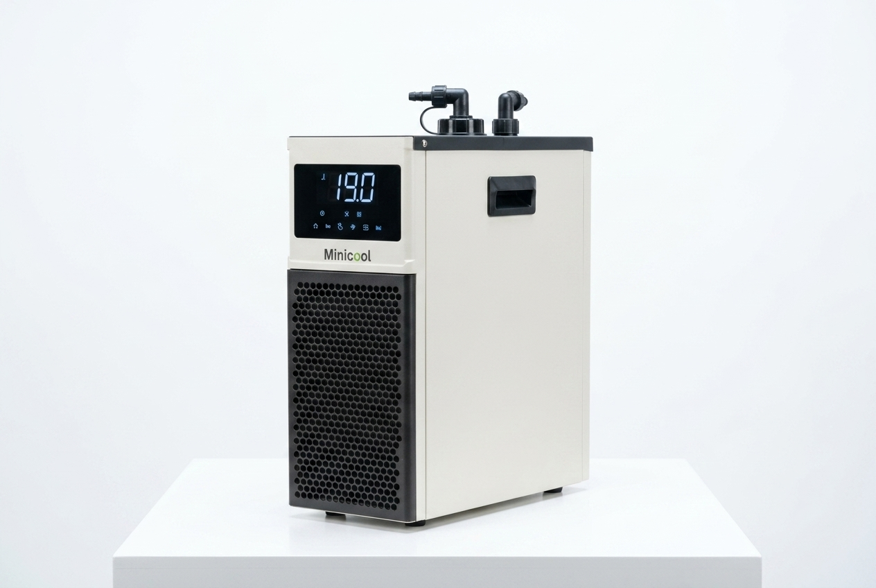 Compact vapor compression cooling module integrated into precision laboratory instrument