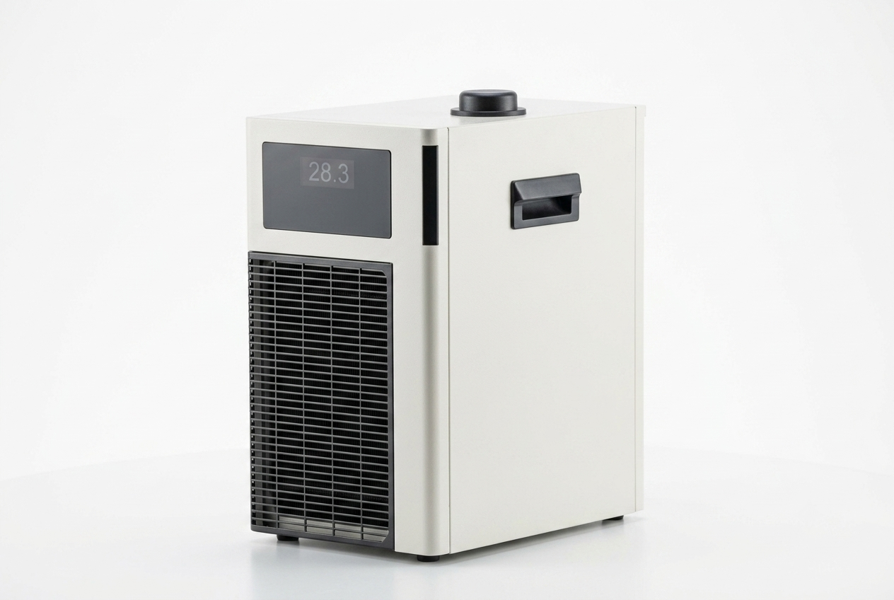 Mini water chiller installed in a laboratory setting for precision cooling applications