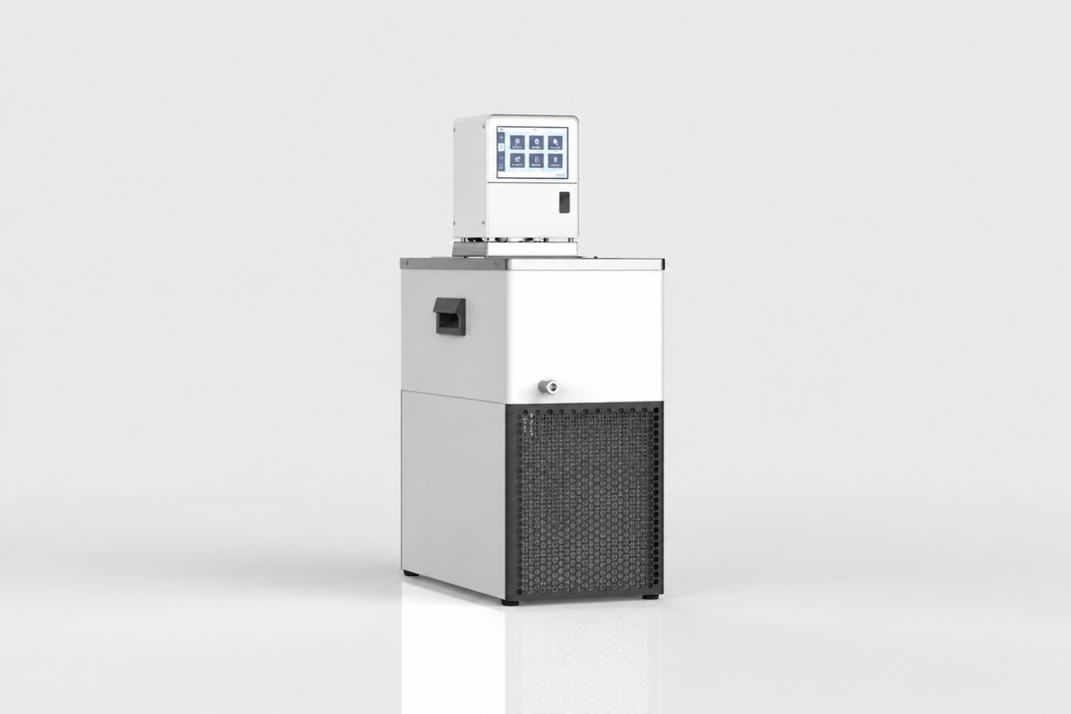 MiniCool recirculating liquid chiller front panel showing the sub-zero coolant temperature display