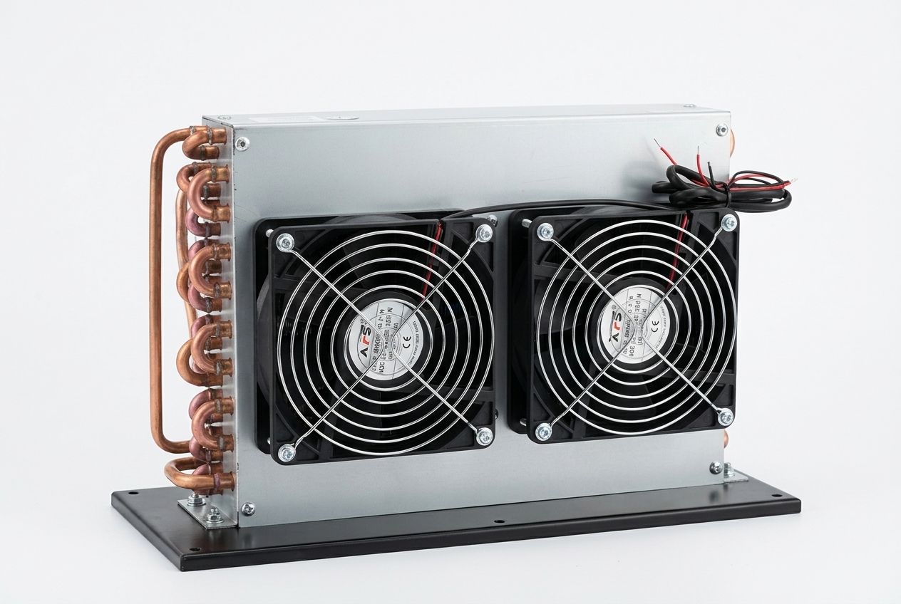 12V mini compressor installed in a compact portable cooling system