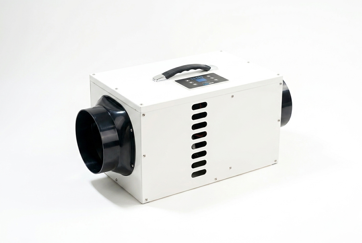 Compact DC air conditioning unit installed for portable cooling